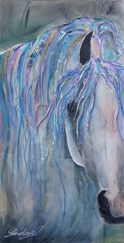Grey Blue Soul an Acrylic painting by Abstract Artist SundayL